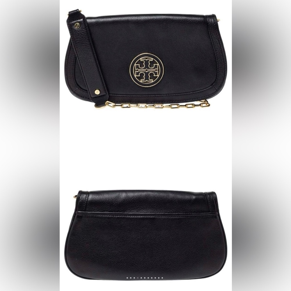 Tory Burch Black Leather Britten Crossbody clutch Bag